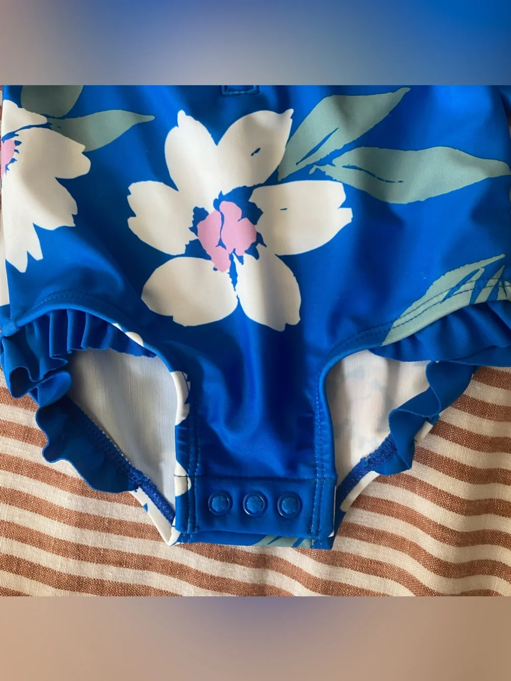 NWT Carter's Blue Floral long sleeve swim suit Pink white button snap zipper 9m